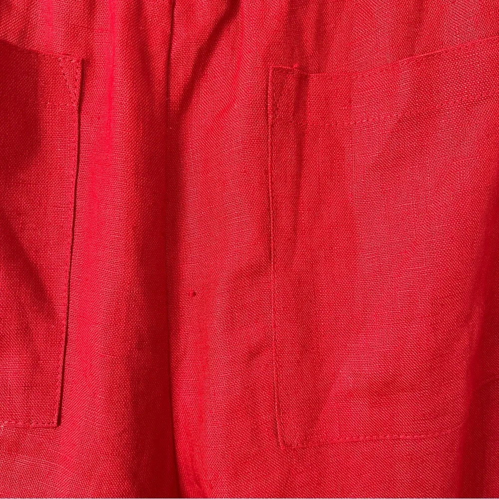 Reformation Remi Cropped Linen Pant in Red